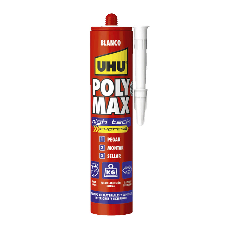 UHU Polymax BLANCO. Adhesivo de montaje y sellador universal. Máxima Adherencia